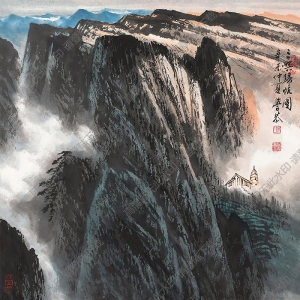 岑學恭國畫 三峽歸帆圖 高清大圖下載