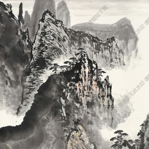 應(yīng)野平國(guó)畫 黃山松云 高清大圖下載