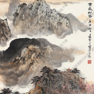 應(yīng)野平國(guó)畫 黃岳松云 高清大圖下載
