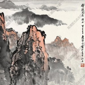 應(yīng)野平國(guó)畫 激流飛渡圖 高清大圖下載