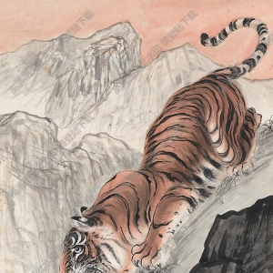 張善孖國(guó)畫 楓葉猛虎 高清大圖下載