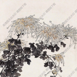 謝公展國(guó)畫(huà) 傲霜菊花 高清大圖下載