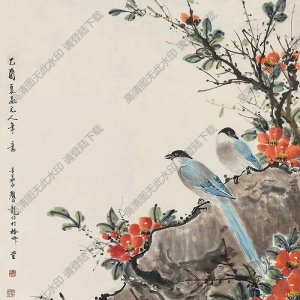顏伯龍作品 棲禽圖 高清大圖下載
