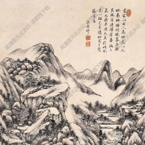 王原祁國(guó)畫(huà) 層巒曉色 高清大圖下載