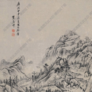 王原祁國(guó)畫(huà) 仿大癡山水 (2) 高清大圖下載