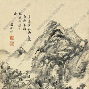 王原祁國(guó)畫(huà) 仿大癡山水 高清大圖下載
