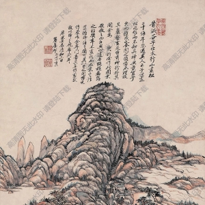 王原祁國(guó)畫(huà) 仿洪谷子山水 高清大圖下載