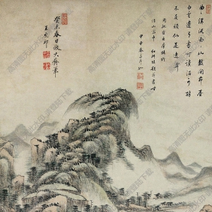 王原祁國(guó)畫(huà) 仿黃公望山水 高清大圖下載