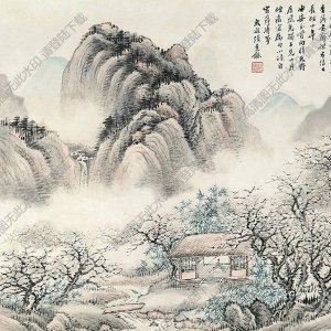 張石園國(guó)畫 梅竹草堂圖 高清大圖下載