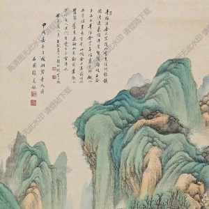張石園國(guó)畫 青綠山水 (2) 高清大圖下載