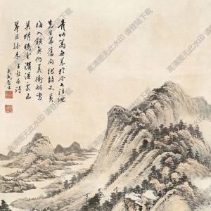 張石園國(guó)畫 山居圖 (1) 高清大圖下載