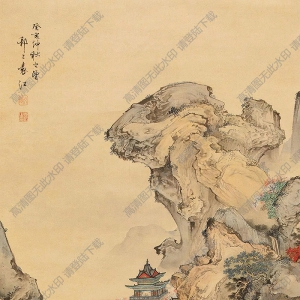 袁江國(guó)畫 松山樓閣圖 高清大圖下載