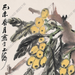 朱屺瞻國(guó)畫(huà) 枇杷 (1) 高清大圖下載