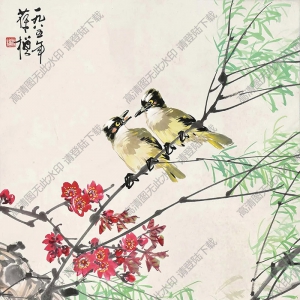 蘇葆楨作品 桃花小鳥(niǎo) 高清大圖下載