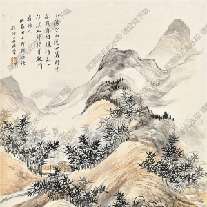 吳鏡汀作品 深山幽居圖 高清大圖下載