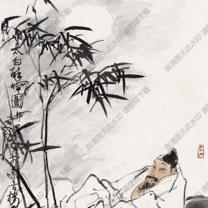盧沉國(guó)畫(huà) 太白醉吟圖 (2) 高清大圖下載