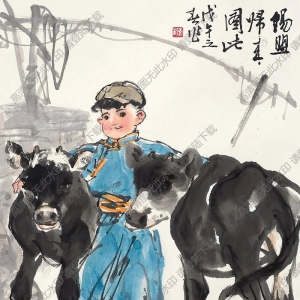 盧沉國(guó)畫(huà) 小牧民 高清大圖下載