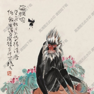 李瓊久國(guó)畫 獼猴圖 高清大圖下載