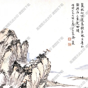 余紹宋國(guó)畫(huà) 林丘策杖圖 高清大圖下載