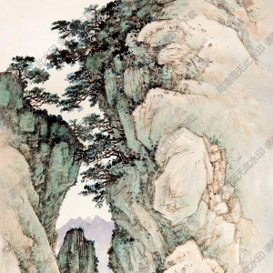 劉子久國(guó)畫 峨嵋黑龍江棧道 高清大圖下載