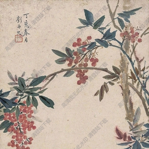 劉子久國(guó)畫 湖石幽禽 高清大圖下載