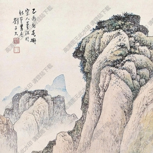 劉子久作品 秋林?jǐn)y杖圖 高清大圖下載