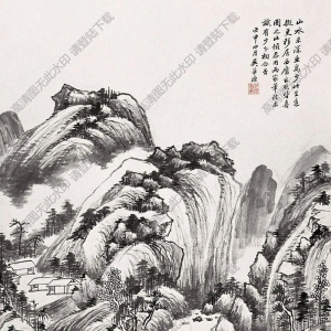 吳子深國(guó)畫 淺山入夢(mèng)圖 高清大圖下載