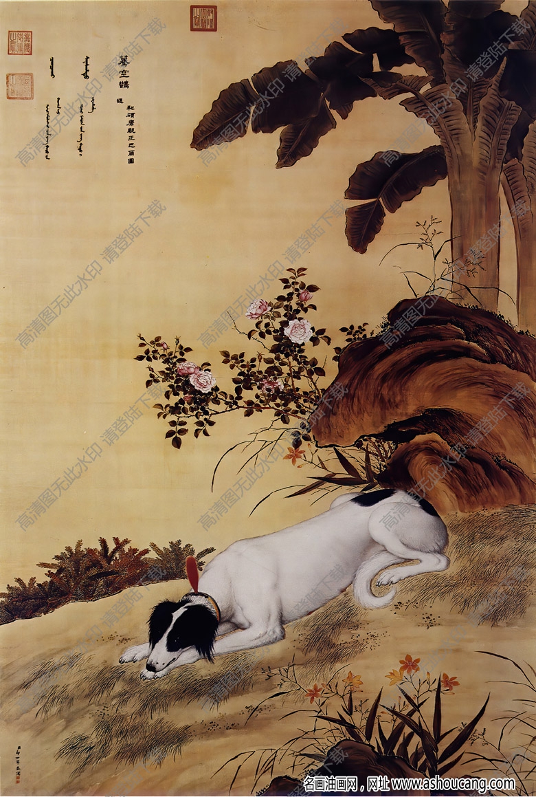 郎世寧 十駿犬圖10-驀空鵲 高清名畫(huà)下載