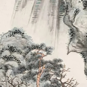 金章國畫_觀瀑圖_高清大圖下載