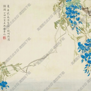 金章金陶陶作品_紫藤金魚圖_高清大圖下載