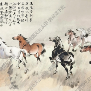 戈湘嵐國畫_奔馬圖_高清大圖下載